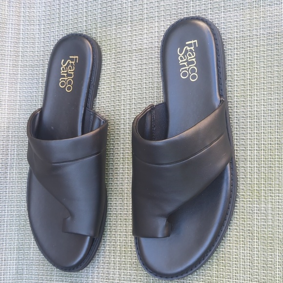 Franco Sarto Black Leather Sandals - Picture 3 of 9